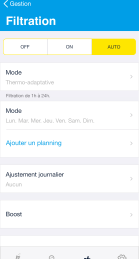 La gestion de votre filtration depuis l'appli