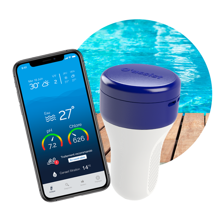 O'assist - flotteur analyse eau piscine connectée - Mel'connect